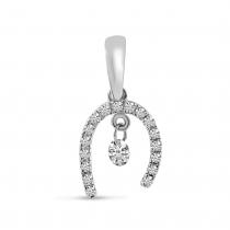 14K White Gold Dashing Diamond Horseshoe Diamond Pendant