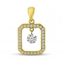 14K Yellow Gold Dashing Diamond Portrait Pendant