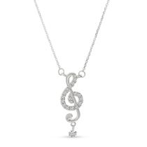14K Yellow Gold Dashing Diamond Musical Note Diamond Necklace