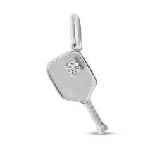 14K Yellow Gold Brushed Diamond Pickle Ball Pendant