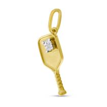 14K Yellow Gold Brushed Diamond Pickle Ball Pendant