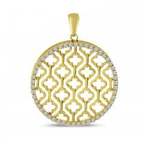 14K Yellow Gold Diamond Lightweight Disc Pendant