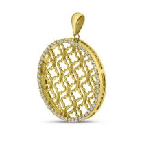14K Yellow Gold Diamond Lightweight Disc Pendant
