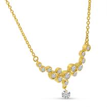 14K Yellow Gold Diamond Bezel Dashing Diamond Necklace
