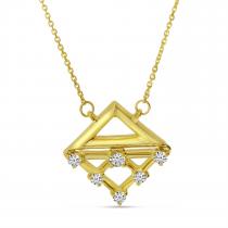 14K Yellow Gold Diamond Triangle Necklace