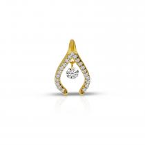 14K Yellow Gold Dashing Diamond Wishbone Pendant