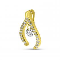 14K Yellow Gold Dashing Diamond Wishbone Pendant