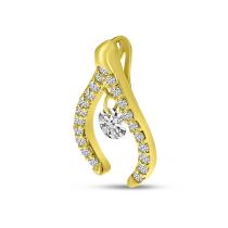 14K Yellow Gold Dashing Diamond Wishbone Pendant
