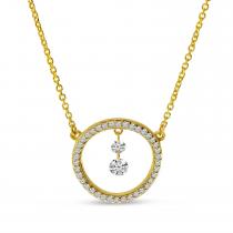 14K Yellow Gold Dashing Diamond Circle Necklace