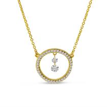 14K Yellow Gold Dashing Diamond Circle Necklace