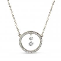 14K White Gold Dashing Diamond Circle Necklace