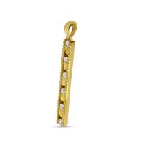 14K Yellow Gold Diamond Scattered Bar Pendant