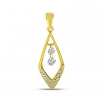 14K Yellow Gold Dashing Diamond Geometric Pendant