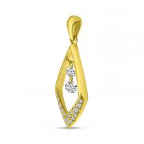 14K Yellow Gold Dashing Diamond Geometric Pendant