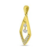 14K Yellow Gold Dashing Diamond Geometric Pendant