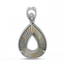 14K White Gold Diamond Fluted Pear Pendant
