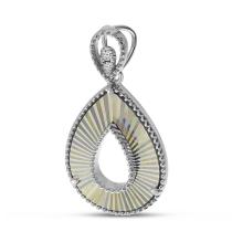 14K White Gold Diamond Fluted Pear Pendant