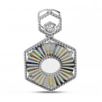 14K White Gold Diamond Fluted Hex Pendant