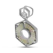 14K White Gold Diamond Fluted Hex Pendant