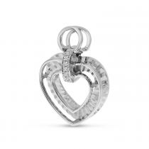 14K White Gold Diamond Fluted Heart Pendant