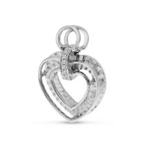 14K White Gold Diamond Fluted Heart Pendant