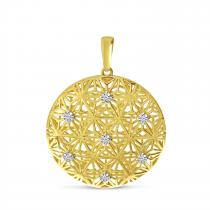 14K Yellow gold Diamond Lightweight Filigree Pendant