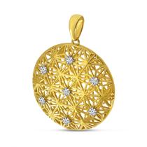 14K Yellow gold Diamond Lightweight Filigree Pendant
