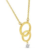 14K Yellow Gold Dashing Diamond Double Circle Necklace