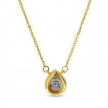 14K Yellow Gold Pear Illusion Diamond Necklace