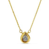 14K Yellow Gold Pear Illusion Diamond Necklace