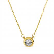 14K Yellow Gold Round Illusion Diamond Necklace