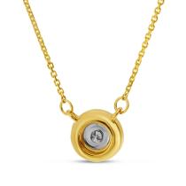 14K Yellow Gold Round Illusion Diamond Necklace