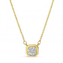 14K Yellow Gold Octagon Illusion Diamond Necklace