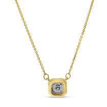14K Yellow Gold Octagon Illusion Diamond Necklace