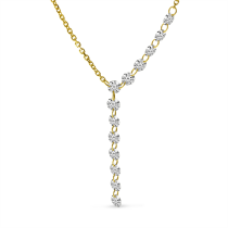 14K Yellow Gold Dashing Diamond Asymmetrical Lariat Necklace