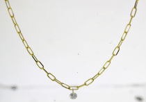 14K Yellow Gold 3 Diamond Dashing Diamond Lightweight Link Necklace