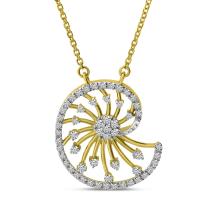 14K Yellow Gold Diamond Shell Necklace