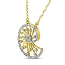 14K Yellow Gold Diamond Shell Necklace