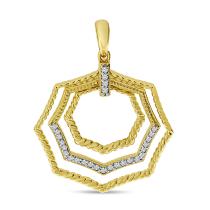 14K Yellow Gold Textured Diamond Octagon Pendant