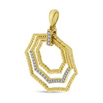 14K Yellow Gold Textured Diamond Octagon Pendant