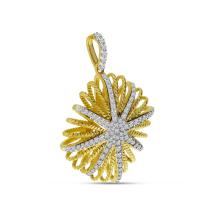 14K Yellow Gold Diamond Burst Pendant