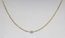 14K Yellow Gold Single Pierced Diamond 18 inch Bead Chain Necklace