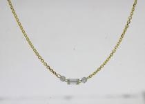 14K Yellow Gold Dashing Diamond Baguette and Round Diamond 1 Station Necklace