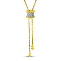 14K Yellow Gold Diamond Beaded Lariat Necklace