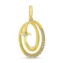 14K Yellow Gold Diamond Oval Pendant