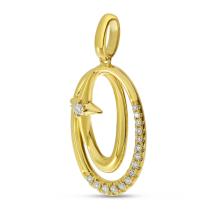 14K Yellow Gold Diamond Oval Pendant