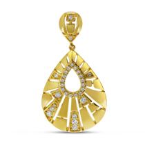 14K Yellow Gold Diamond Geometric Pear Pendant