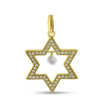 14K Yellow Gold Dashing Diamond Star Pendant