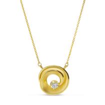 14K Yellow Gold Diamond Swirl Necklace