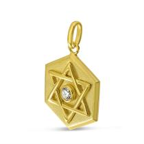 14K Yellow Gold Diamond Star Medallion